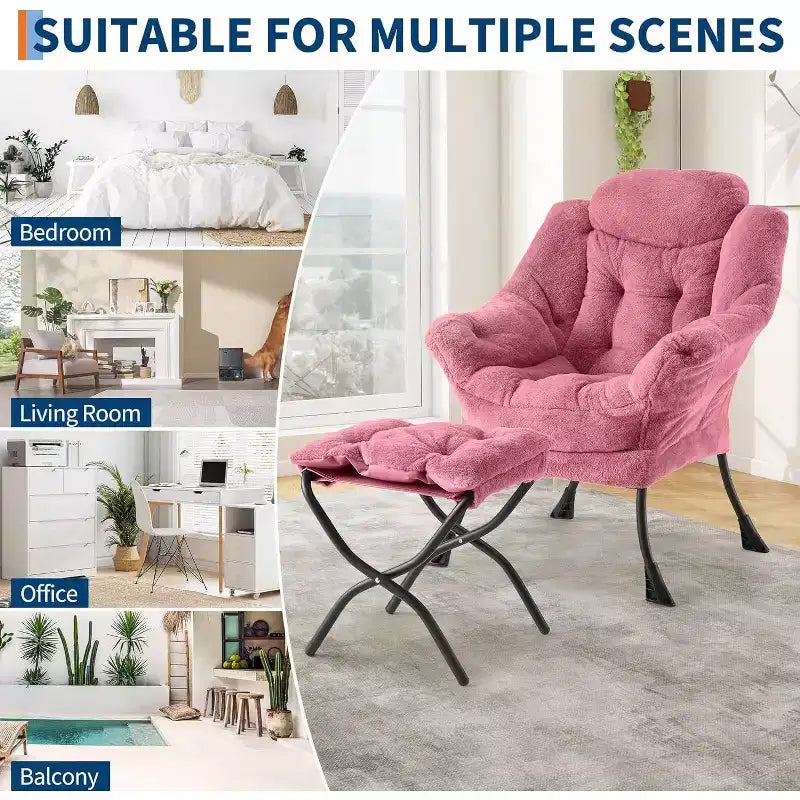 Acekool Ensemble de 2 fauteuils de relaxation avec ottoman – Fauteuil moderne avec pochette latérale, dossier et repose-pieds de soutien