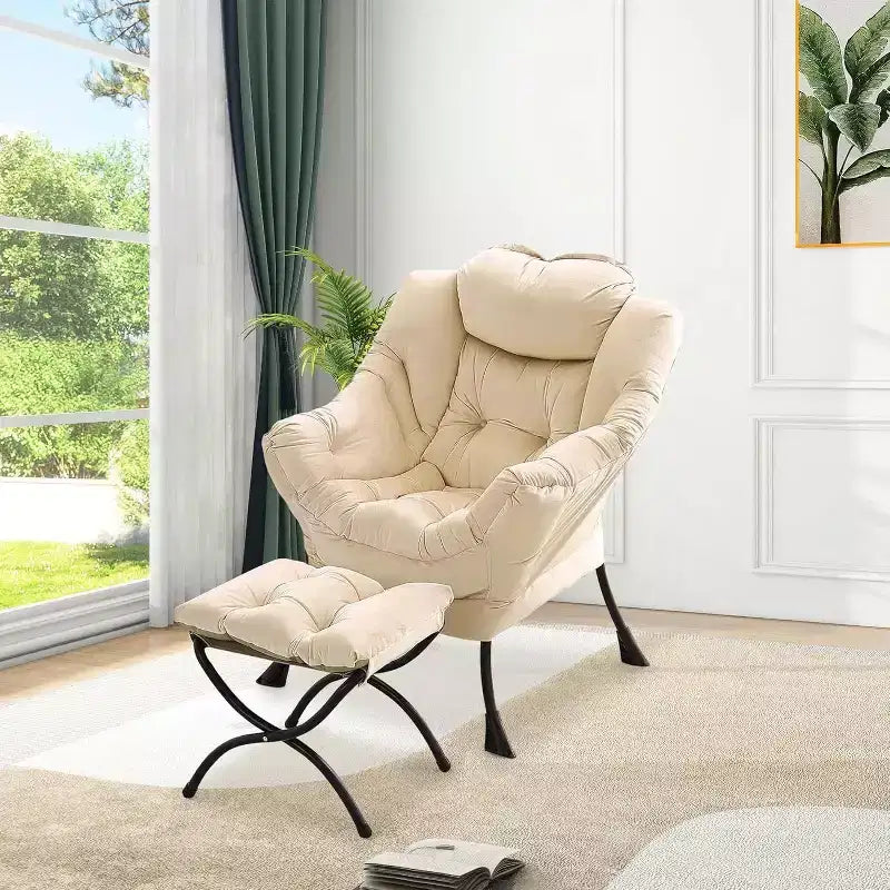 Acekool Ensemble de 2 fauteuils de relaxation avec ottoman – Fauteuil moderne avec pochette latérale, dossier et repose-pieds de soutien