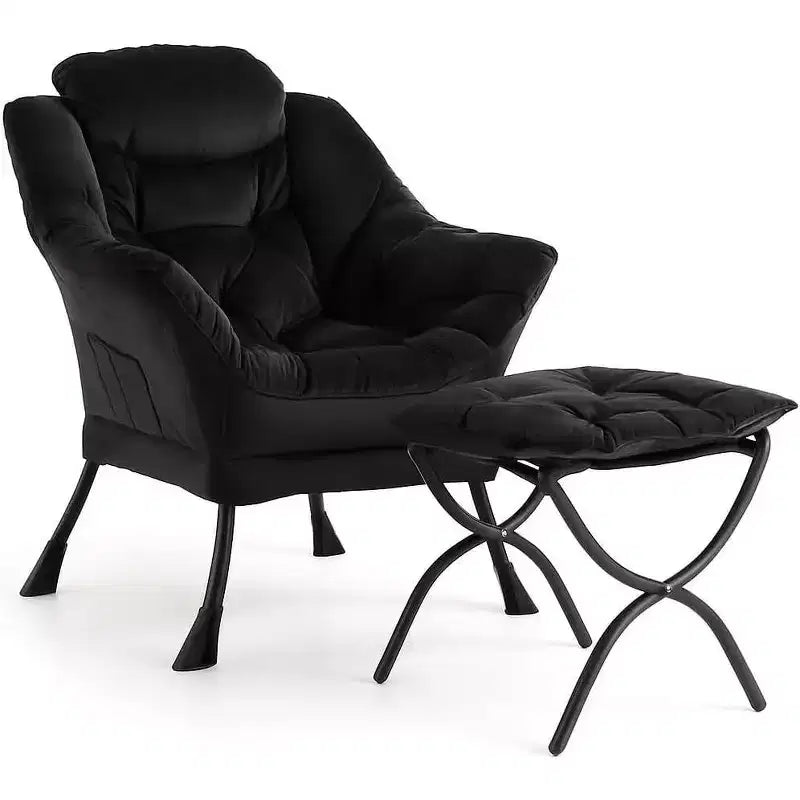 Acekool Ensemble de 2 fauteuils de relaxation avec ottoman – Fauteuil moderne avec pochette latérale, dossier et repose-pieds de soutien