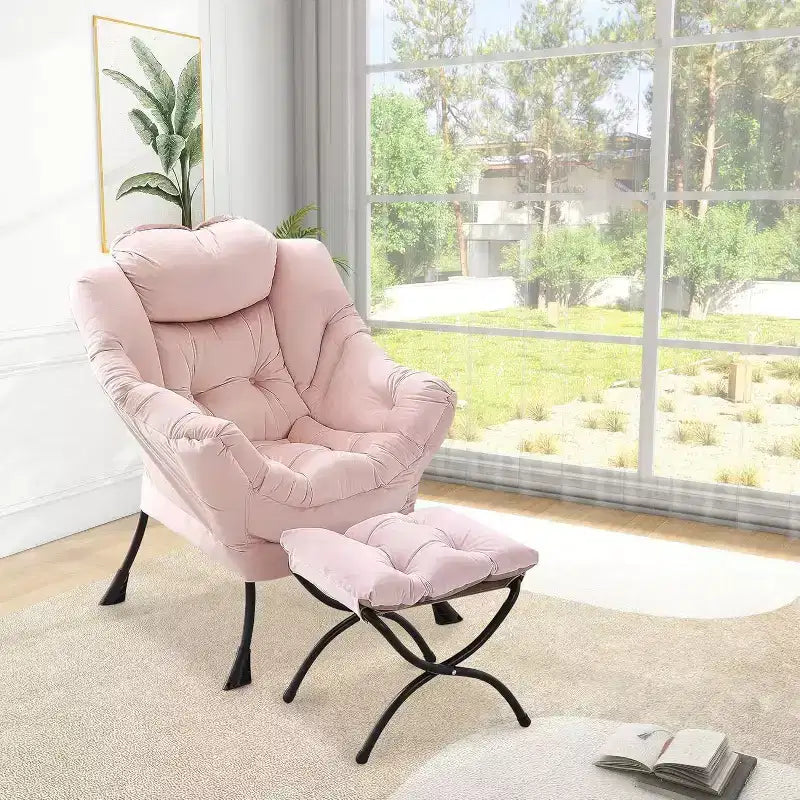 Acekool Ensemble de 2 fauteuils de relaxation avec ottoman – Fauteuil moderne avec pochette latérale, dossier et repose-pieds de soutien