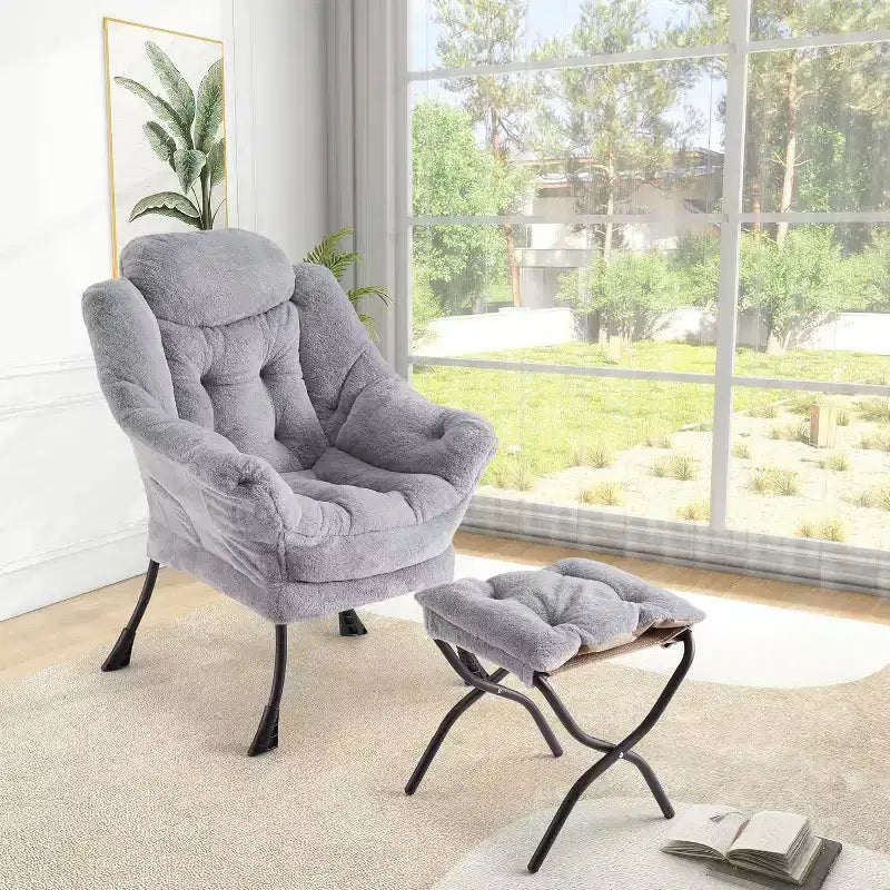 Acekool Ensemble de 2 fauteuils de relaxation avec ottoman – Fauteuil moderne avec pochette latérale, dossier et repose-pieds de soutien