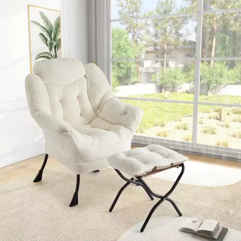 Acekool Ensemble de 2 fauteuils de relaxation avec ottoman – Fauteuil moderne avec pochette latérale, dossier et repose-pieds de soutien