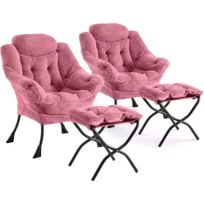 Acekool Ensemble de 2 fauteuils de relaxation avec ottoman – Fauteuil moderne avec pochette latérale, dossier et repose-pieds de soutien