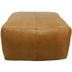 HomeRoots Pouf Ottoman en cuir véritable tan de 22 po