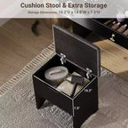 Coiffeuse Acekool avec miroir LED, station de charge, 2 tiroirs, tabouret de rangement, éclairage 3 couleurs, petite table de maquillage, blanc noir
