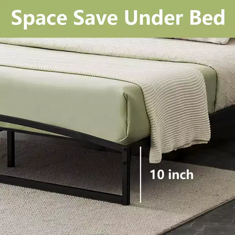 Cadre de lit bas, cadre de lit plateforme en métal California King size de 15 cm avec design en arche, cadre de lit robuste, pas besoin de sommier tapissier, noir
