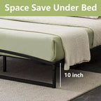 Cadre de lit bas, cadre de lit plateforme en métal California King size de 15 cm avec design en arche, cadre de lit robuste, pas besoin de sommier tapissier, noir