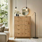 Commode en bois, commode à 5 tiroirs à panneaux cannelés ondulés, commodes modernes pour le rangement des vêtements, pour salon, chambre d'enfants
