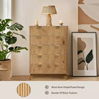 Commode en bois, commode à 5 tiroirs à panneaux cannelés ondulés, commodes modernes pour le rangement des vêtements, pour salon, chambre d'enfants