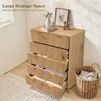Commode en bois, commode à 5 tiroirs à panneaux cannelés ondulés, commodes modernes pour le rangement des vêtements, pour salon, chambre d'enfants