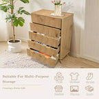Commode en bois, commode à 5 tiroirs à panneaux cannelés ondulés, commodes modernes pour le rangement des vêtements, pour salon, chambre d'enfants