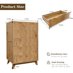 Commode en bois, commode à 5 tiroirs à panneaux cannelés ondulés, commodes modernes pour le rangement des vêtements, pour salon, chambre d'enfants