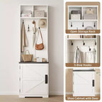 Portemanteau d'entrée Garvee Farmhouse 3-en-1 avec banc de rangement à chaussures et 6 crochets, banc de vestiaire avec rangement et crochets, porte-manteau sur pied pour entrée et chambre