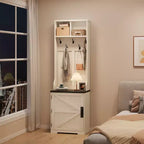 Portemanteau d'entrée Garvee Farmhouse 3-en-1 avec banc de rangement à chaussures et 6 crochets, banc de vestiaire avec rangement et crochets, porte-manteau sur pied pour entrée et chambre