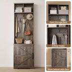 Portemanteau d'entrée Garvee Farmhouse 3-en-1 avec banc de rangement à chaussures et 6 crochets, banc de vestiaire avec rangement et crochets, porte-manteau sur pied pour entrée et chambre