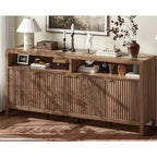 65,8 Buffet de salle à manger/salon avec 4 portes de rangement et finition cannelée