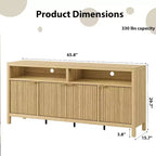 65,8 Buffet de salle à manger/salon avec 4 portes de rangement et finition cannelée