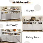 65,8 Buffet de salle à manger/salon avec 4 portes de rangement et finition cannelée