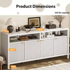 65,8 Buffet de salle à manger/salon avec 4 portes de rangement et finition cannelée