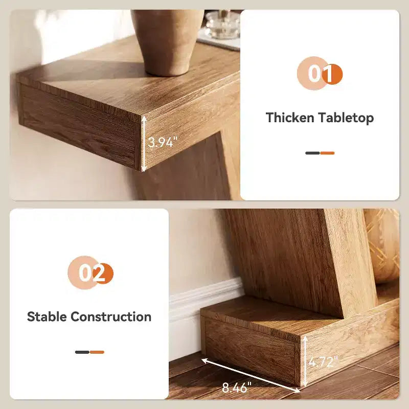 Table console, table étroite de style rustique à 2 niveaux derrière le canapé, extra-longue, table d'appoint pour couloir, entrée, salon