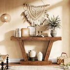 Table console, table étroite de style rustique à 2 niveaux derrière le canapé, extra-longue, table d'appoint pour couloir, entrée, salon