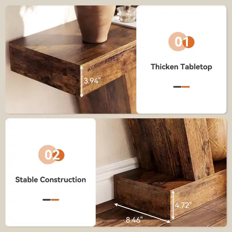 Table console, table étroite de style rustique à 2 niveaux derrière le canapé, extra-longue, table d'appoint pour couloir, entrée, salon