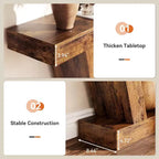 Table console, table étroite de style rustique à 2 niveaux derrière le canapé, extra-longue, table d'appoint pour couloir, entrée, salon