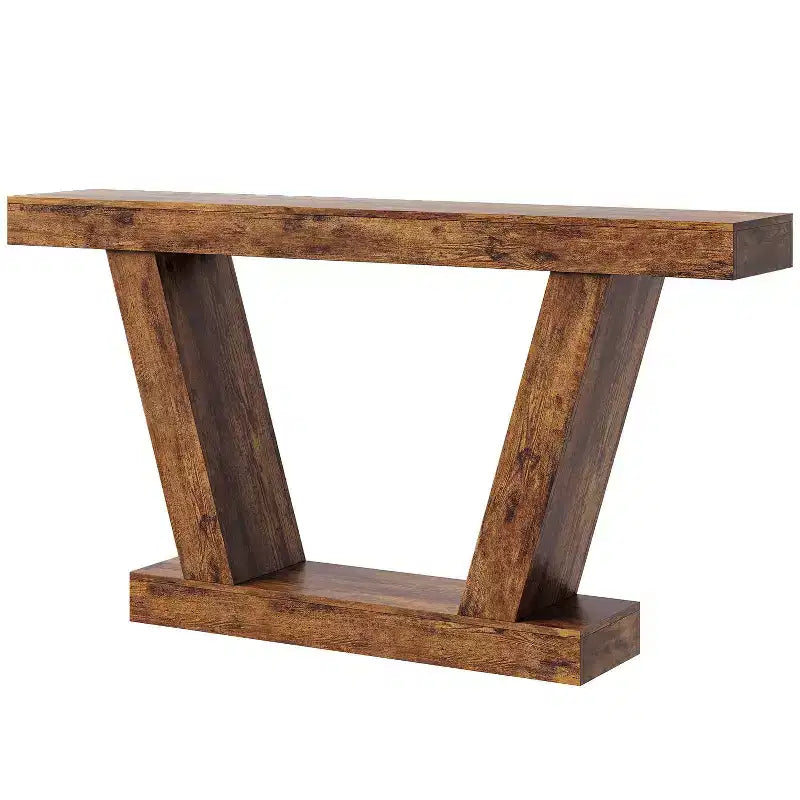 Table console, table étroite de style rustique à 2 niveaux derrière le canapé, extra-longue, table d'appoint pour couloir, entrée, salon
