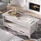Table basse relevable Summit Adventure 47.2 - 2 tiroirs et rangement dissimulé, plateau en bois rétro pour salon - Gris