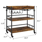 Desserte de bar TROPOW, Desserte de bar pour la maison, Desserte de bar à 3 niveaux avec roulettes, Bar à domicile portable et dessertes de service, Chariot roulant