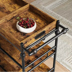 Desserte de bar TROPOW, Desserte de bar pour la maison, Desserte de bar à 3 niveaux avec roulettes, Bar à domicile portable et dessertes de service, Chariot roulant