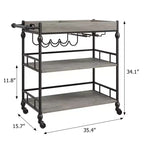 Desserte de bar TROPOW, Desserte de bar pour la maison, Desserte de bar à 3 niveaux avec roulettes, Bar à domicile portable et dessertes de service, Chariot roulant