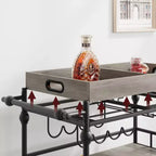 Desserte de bar TROPOW, Desserte de bar pour la maison, Desserte de bar à 3 niveaux avec roulettes, Bar à domicile portable et dessertes de service, Chariot roulant