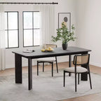 PexFix 67 x 33.5 Black Solid Wood Farmhouse Dining Table Square Wood Top for Modern Dining Rooms & Family Gatherings