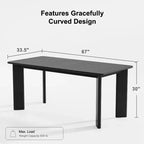 PexFix 67 x 33.5 Table de salle à manger de style ferme en bois massif noir avec plateau carré en bois pour salles à manger modernes et réunions de famille