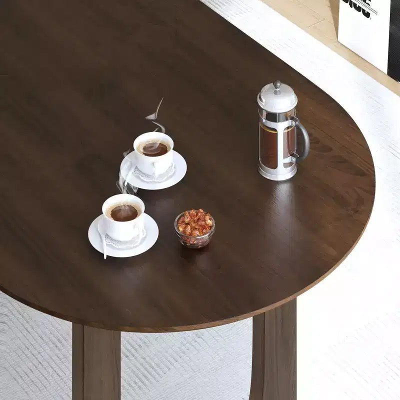 Table à manger ovale PexFix 67 x 33,5 en bois massif de noyer avec pieds arqués, moderne pour salle à manger