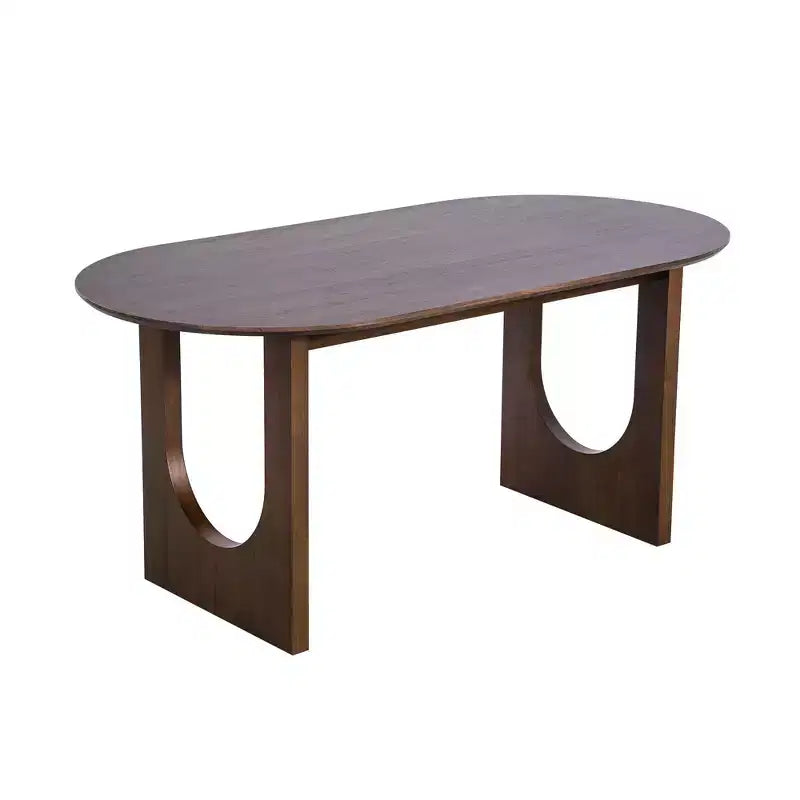 Table à manger ovale PexFix 67 x 33,5 en bois massif de noyer avec pieds arqués, moderne pour salle à manger