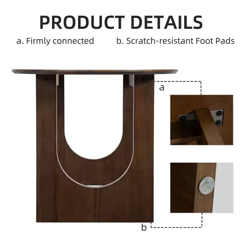 Table à manger ovale PexFix 67 x 33,5 en bois massif de noyer avec pieds arqués, moderne pour salle à manger