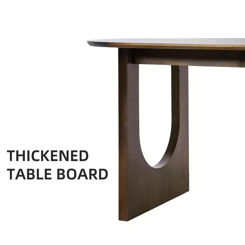 Table à manger ovale PexFix 67 x 33,5 en bois massif de noyer avec pieds arqués, moderne pour salle à manger