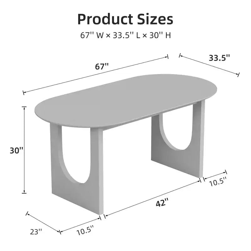 Table à manger ovale PexFix 67 x 33,5 en bois massif de noyer avec pieds arqués, moderne pour salle à manger