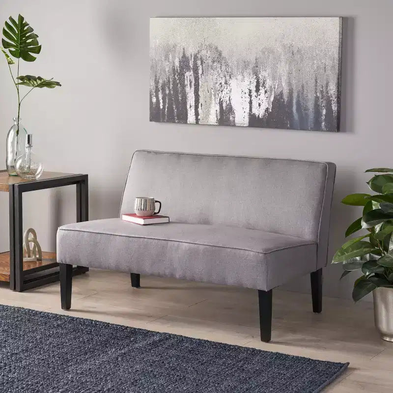 GDFStudio Gravina Causeuse contemporaine sans accoudoirs rembourrée avec pieds en bois de bouleau