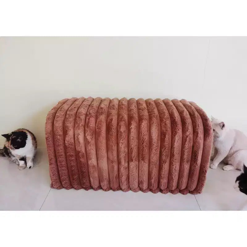TUYOHW Banc de rangement ottoman, fournitures pour animaux, banc en velours côtelé, nid de chat à cacher pour le salon, l'entrée et la chambre à coucher, marron