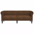 vidaXL Canapé Chesterfield 3 places - Tissu marron rembourré - Élégant et confortable