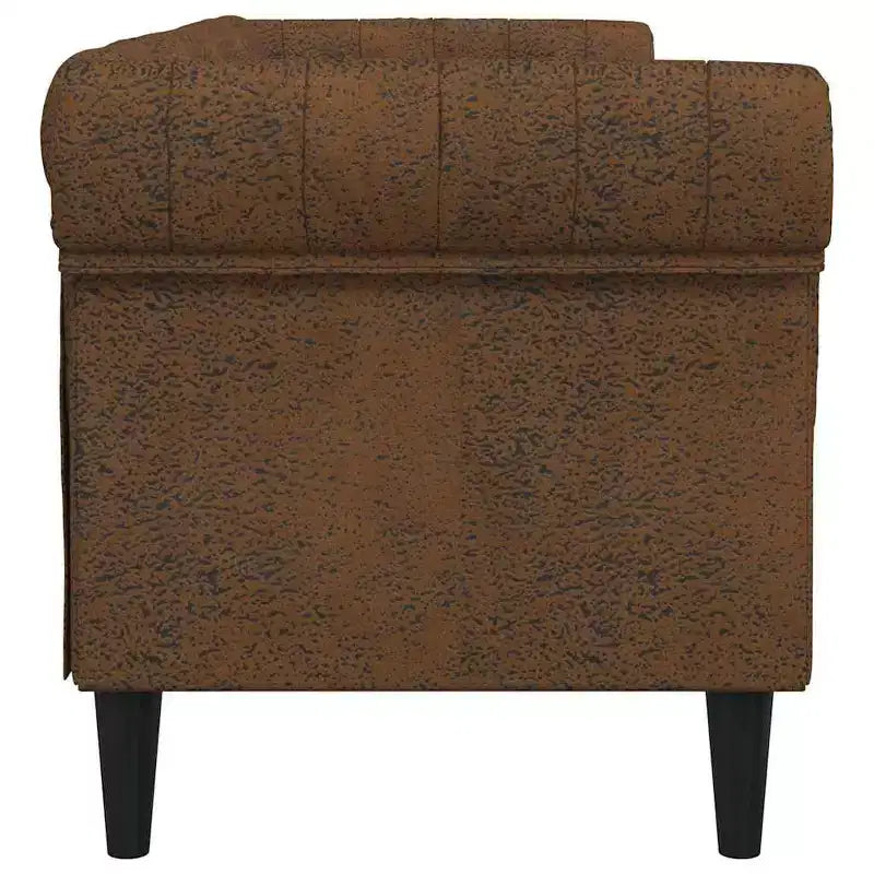 vidaXL Canapé Chesterfield 3 places - Tissu marron rembourré - Élégant et confortable