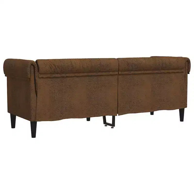 vidaXL Canapé Chesterfield 3 places - Tissu marron rembourré - Élégant et confortable