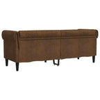 vidaXL Canapé Chesterfield 3 places - Tissu marron rembourré - Élégant et confortable