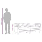 vidaXL Canapé Chesterfield 3 places - Tissu marron rembourré - Élégant et confortable