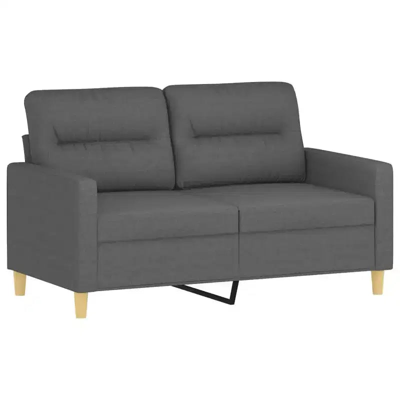 vidaXL Ensemble de 2 Canapés en Tissu avec Coussins, Chaise Longue Confortable, Cadre en Métal et Contreplaqué, Polyester Gris Foncé, pour Salon ou Coin Détente