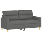 vidaXL Ensemble de 2 Canapés en Tissu avec Coussins, Chaise Longue Confortable, Cadre en Métal et Contreplaqué, Polyester Gris Foncé, pour Salon ou Coin Détente