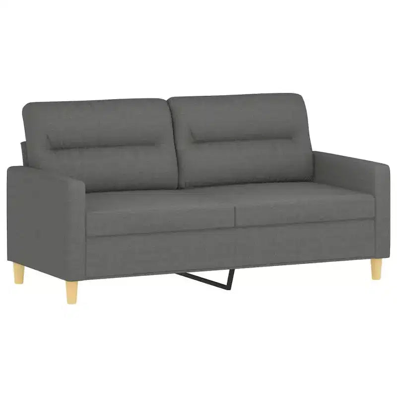 vidaXL Ensemble de 2 Canapés en Tissu avec Coussins, Chaise Longue Confortable, Cadre en Métal et Contreplaqué, Polyester Gris Foncé, pour Salon ou Coin Détente